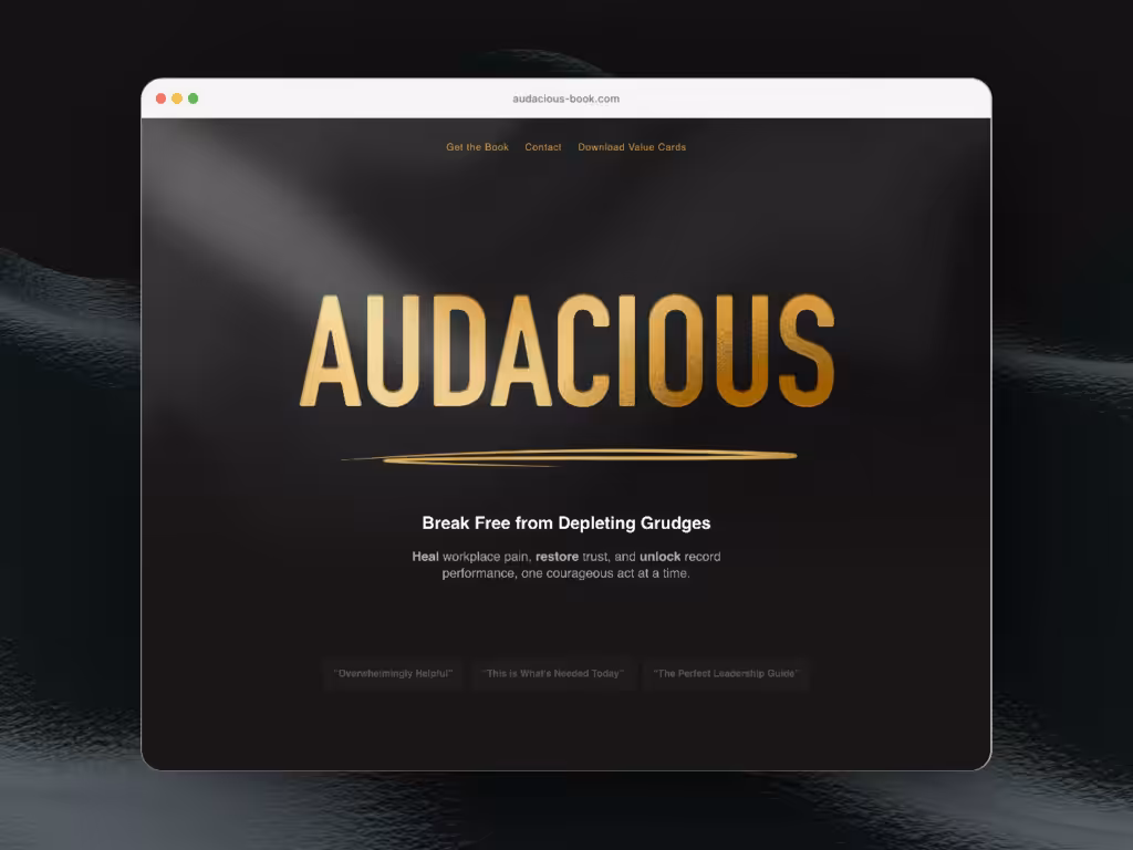 Audacious Book website, designed and built by Surefaze