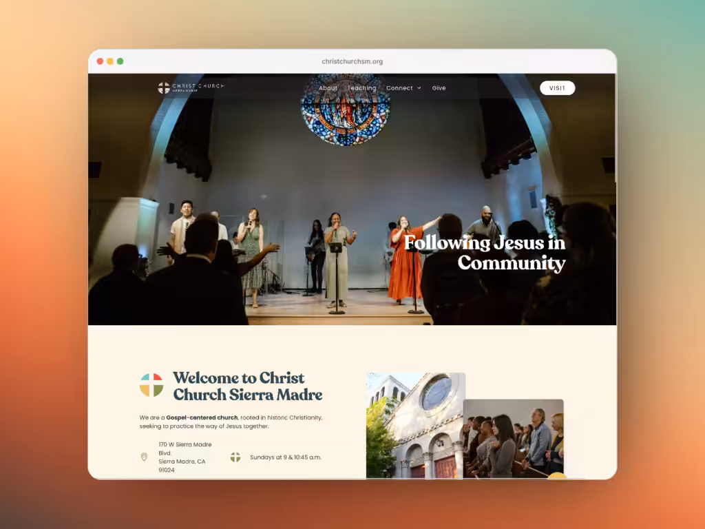 Christ Church Sierra Madre website, designed and built by Surefaze