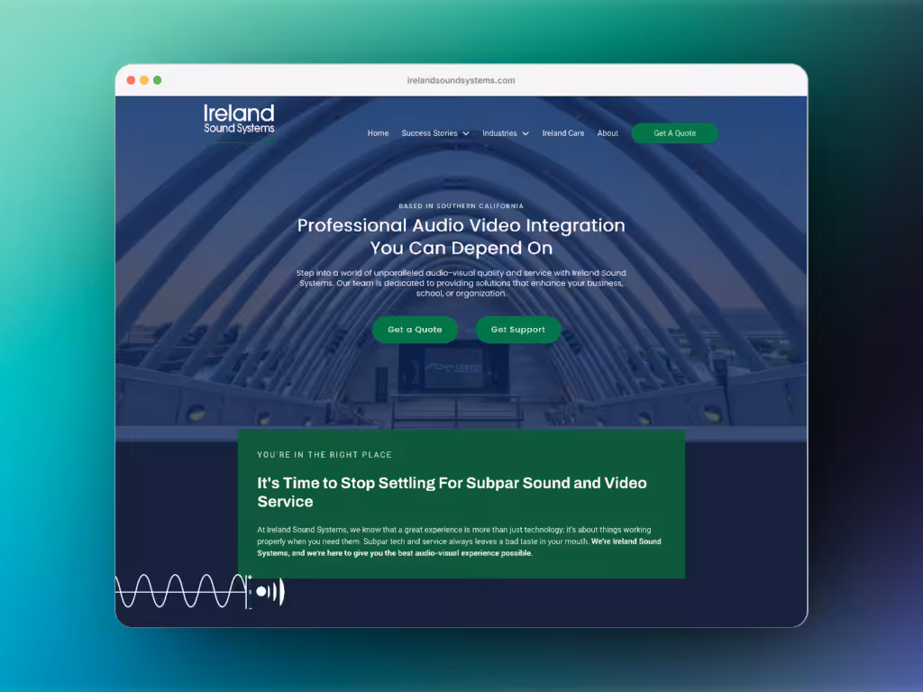 Irelandsoundsystems website, designed and built by Surefaze