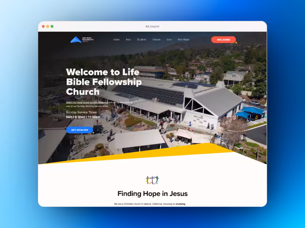 Lbfchurch website, designed and built by Surefaze