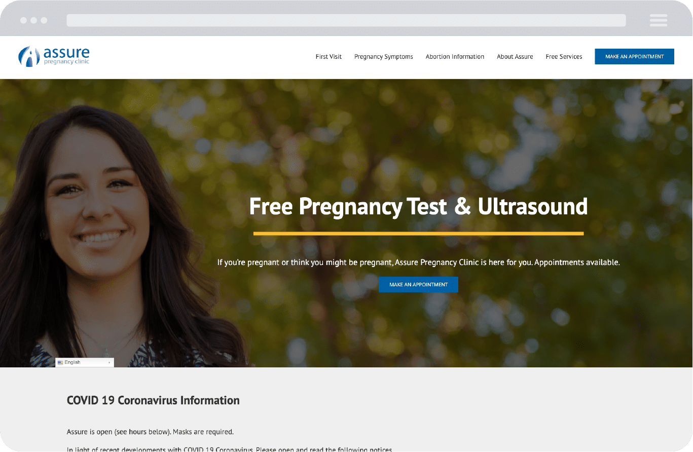 Pregnancy Clinic Website Header