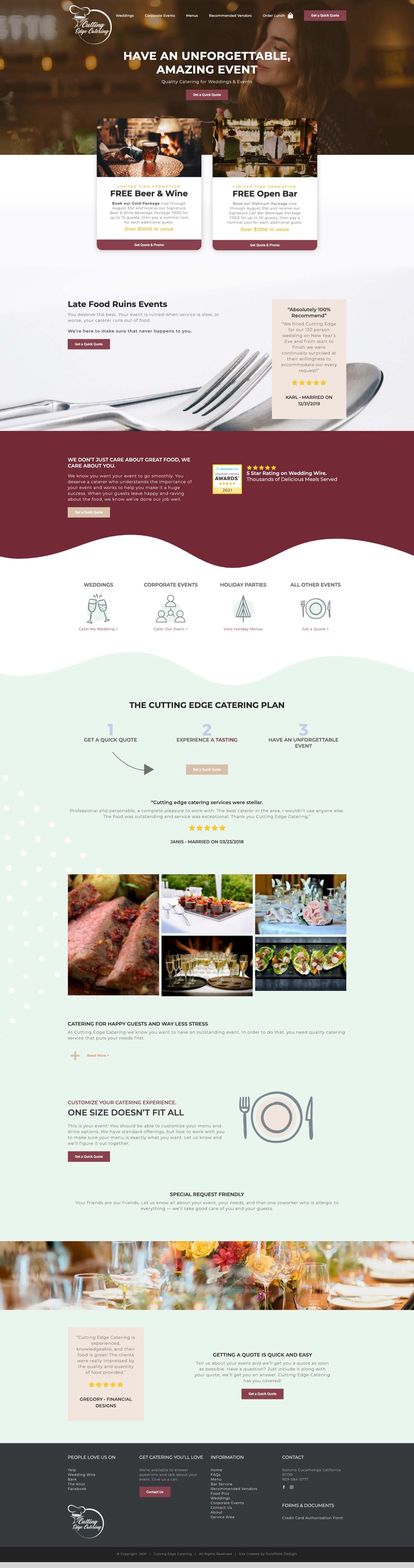 Website Screenshot of Cutting Edge Catering